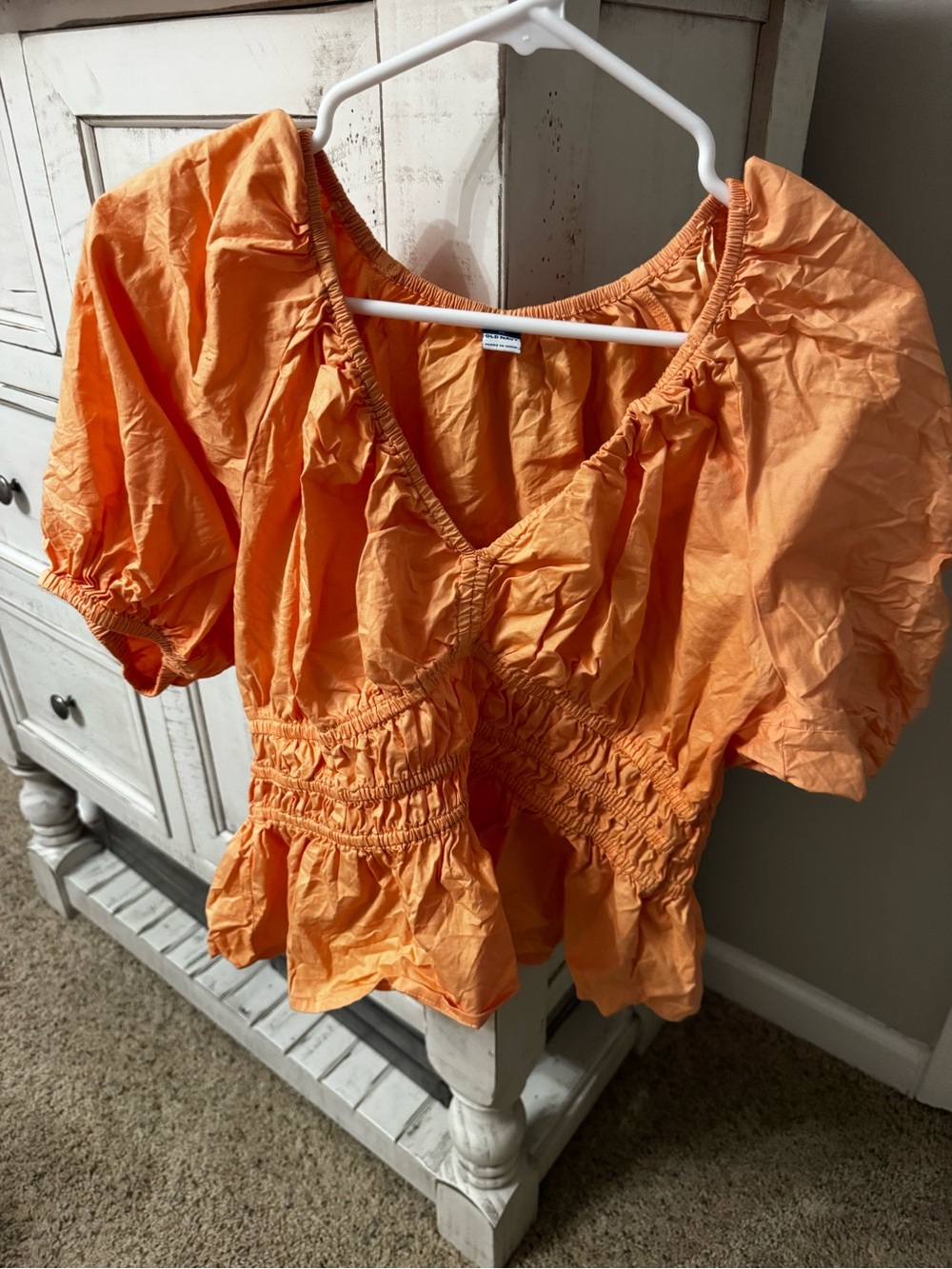 Old Navy Orange Smocked Peplum Blouse